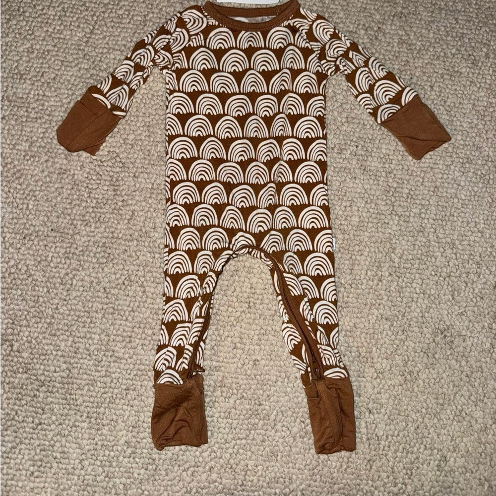 Little Sleepies Brown and White Rainbow Footie